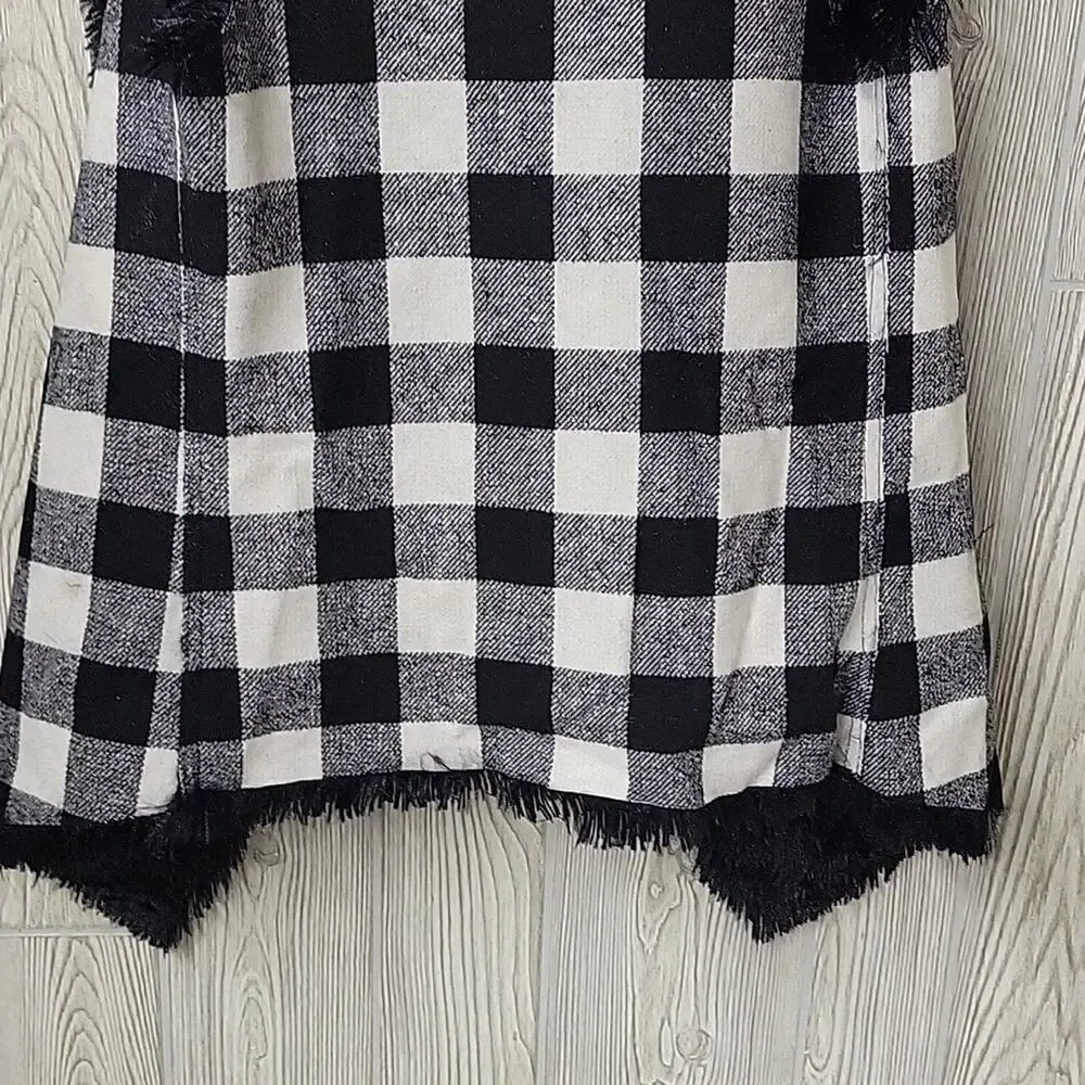 Steve Madden Reversible Faux Fur Black White Checkered Vest Womens Medium NWT